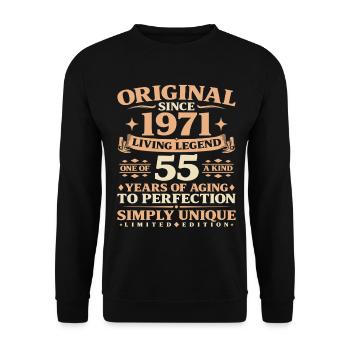 Year of construction 1971 Birthday 55 years vintage - Unisex Sweatshirt - black - Front - Alina (178cm) & Michal (187cm)