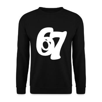 six seven | Zahlenduo 6 und 7 | Fröhliches Gesicht - Unisex Pullover - Schwarz - Vorne - Alina (178cm) & Michal (187cm)