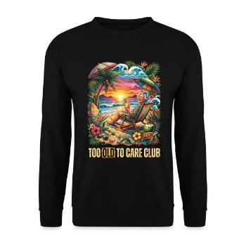 Too Old To Care Club Oma-Urlaub - Unisex Pullover - Schwarz - Vorne - Alina (178cm) & Michal (187cm)