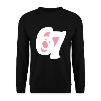 six seven | Zahlenduo 6 und 7 | Fröhliches Gesicht - Unisex Pullover - Schwarz - Vorne - Alina (178cm) & Michal (187cm)