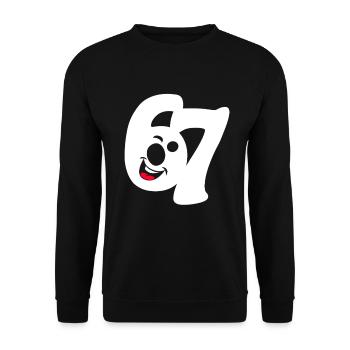 six seven | Zahlenduo 6 und 7 | Fröhliches Gesicht - Unisex Pullover - Schwarz - Vorne - Alina (178cm) & Michal (187cm)