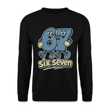 six seven | Zahlenduo 6 und 7 | Fröhliche Ziffern - Unisex Pullover - Schwarz - Vorne - Alina (178cm) & Michal (187cm)