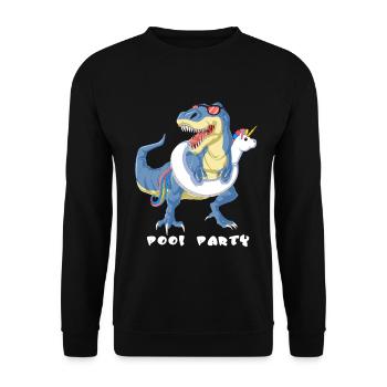 Poolparty Dinosaurier Schwimmschwimm, Schwimm, Sommerspaß - Unisex Pullover - Schwarz - Vorne - Alina (178cm) & Michal (187cm)