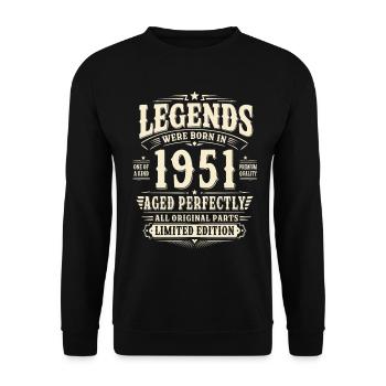 75. Geburtstag Geschenk Mann 1951 Vintage Retro - Unisex Pullover - Schwarz - Vorne - Alina (178cm) & Michal (187cm)