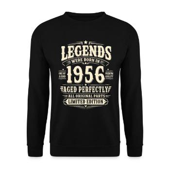 70. Geburtstag Geschenk Mann 1956 Vintage Retro - Unisex Pullover - Schwarz - Vorne - Alina (178cm) & Michal (187cm)