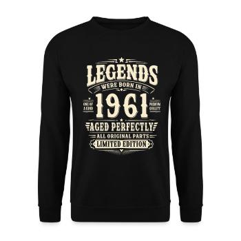 Cadeau de 65 ans Mari 1961 Vintage Rétro - Sweat-shirt Unisexe - noir - Devant - Alina (178cm) & Michal (187cm)