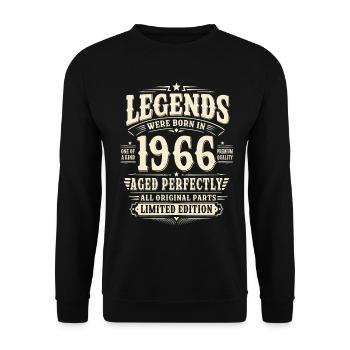60. Geburtstag Geschenk Mann 1966 Vintage Retro - Unisex Pullover - Schwarz - Vorne - Alina (178cm) & Michal (187cm)