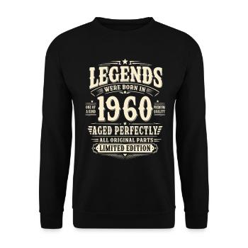 66. Geburtstag Geschenk Mann 1960 Vintage Retro - Unisex Pullover - Schwarz - Vorne - Alina (178cm) & Michal (187cm)