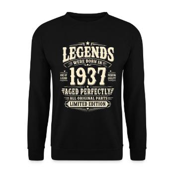 89. Geburtstag Geschenk Mann 1937 Vintage Retro - Unisex Pullover - Schwarz - Vorne - Alina (178cm) & Michal (187cm)