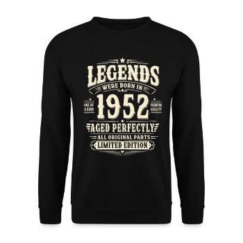 74. Geburtstag Geschenk Mann 1952 Vintage Retro - Unisex Pullover - Schwarz - Vorne - Alina (178cm) & Michal (187cm)