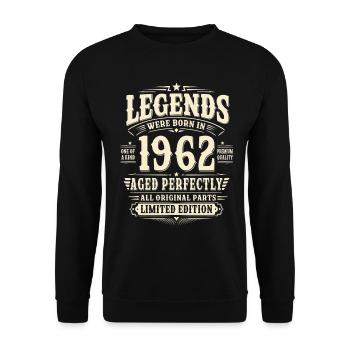 64e anniversaire Mari cadeau 1962 Vintage Retro - Sweat-shirt Unisexe - noir - Devant - Alina (178cm) & Michal (187cm)