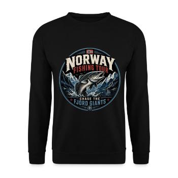 Norwegen Angeln - Unisex Pullover - Schwarz - Vorne - Alina (178cm) & Michal (187cm)