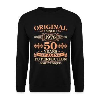 Original since 1976 Birthday 50 Years - Unisex Sweatshirt - black - Front - Alina (178cm) & Michal (187cm)