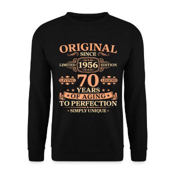 Original since 1956 Birthday 70 Years - Unisex Pullover - Schwarz - Vorne - Alina (178cm) & Michal (187cm)