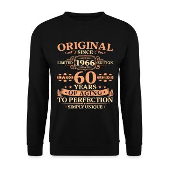 Original since 1966 Birthday 60 Years - Unisex Sweatshirt - black - Front - Alina (178cm) & Michal (187cm)