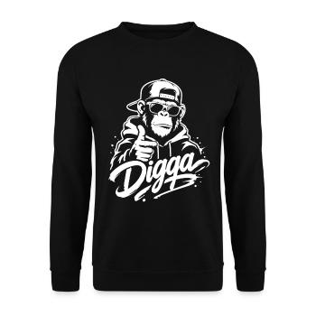 Digga | Cooler Graffiti Affe | Jugendwort - Unisex Pullover - Schwarz - Vorne - Alina (178cm) & Michal (187cm)