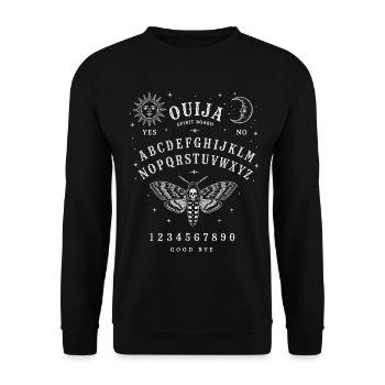 Ouija Spirit Board Moth | Witchy Occult Halloween - Unisex Pullover - Schwarz - Vorne - Alina (178cm) & Michal (187cm)