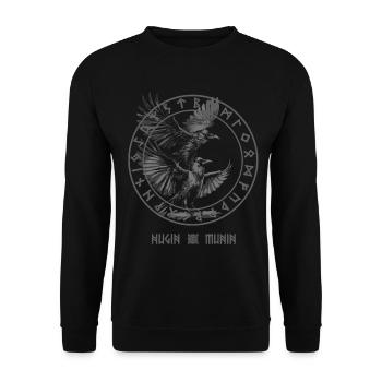 Vegvisir Hugin & Munin Wikinger Odin Walhalla Rabe - Unisex Pullover - Schwarz - Vorne - Alina (178cm) & Michal (187cm)