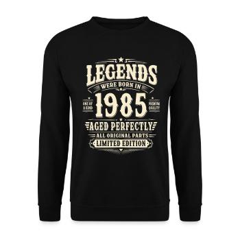 41. Geburtstag Geschenk Mann 1985 Vintage Retro - Unisex Pullover - Schwarz - Vorne - Alina (178cm) & Michal (187cm)