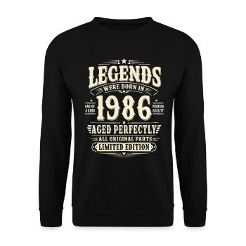 Cadeau pour 40 ans Mari 1986 Vintage Retro - Sweat-shirt Unisexe - noir - Devant - Alina (178cm) & Michal (187cm)