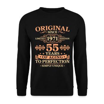 Original since 1971 Birthday 55 Years - Unisex Pullover - Schwarz - Vorne - Alina (178cm) & Michal (187cm)