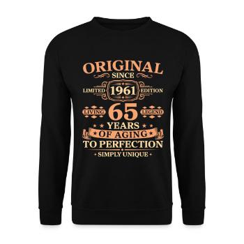 Original since 1961 Birthday 65 Years - Unisex Pullover - Schwarz - Vorne - Alina (178cm) & Michal (187cm)