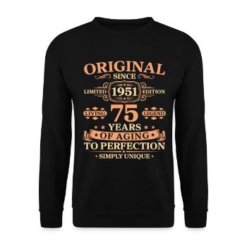 Original since 1951 Birthday 75 Years - Unisex Sweatshirt - black - Front - Alina (178cm) & Michal (187cm)