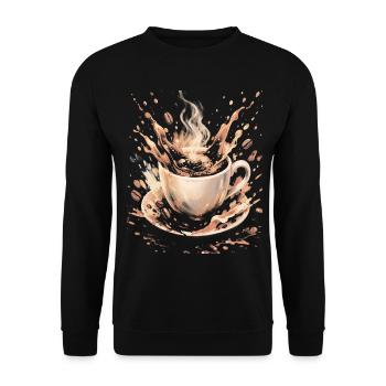 Hot Beans Art Splash Kaffeetasse - Unisex Pullover - Schwarz - Vorne - Alina (178cm) & Michal (187cm)