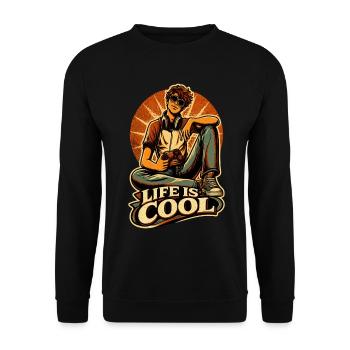 Life Is Cool – Retro Gamer - Unisex Pullover - Schwarz - Vorne - Alina (178cm) & Michal (187cm)