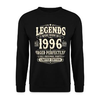 Cadeau pour 30 ans : mari 1996 Vintage Rétro - Sweat-shirt Unisexe - noir - Devant - Alina (178cm) & Michal (187cm)
