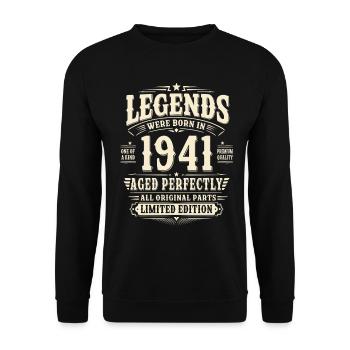 85. Geburtstag Geschenk Mann 1941 Vintage Retro - Unisex Pullover - Schwarz - Vorne - Alina (178cm) & Michal (187cm)