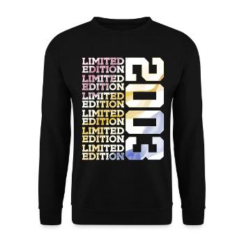 LIMITED EDITION 2003 - 23 JAHRE - 23. GEBURTSTAG - Unisex Pullover - Schwarz - Vorne - Alina (178cm) & Michal (187cm)