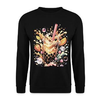 Bubble Tea Perles Tapioca Splash Art - Sweat-shirt Unisexe - noir - Devant - Alina (178cm) & Michal (187cm)