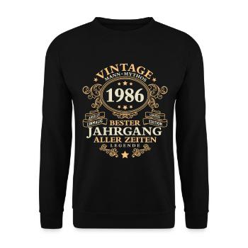 Vintage 1986 Jahrgang Mann 40. Geburtstag - Unisex Pullover - Schwarz - Vorne - Alina (178cm) & Michal (187cm)