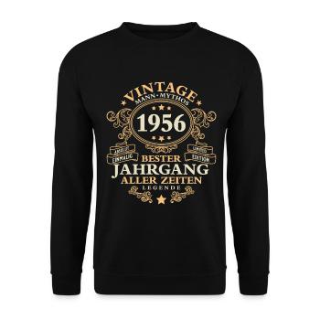 Vintage 1956 Jahrgang Mann 70. Geburtstag - Unisex Pullover - Schwarz - Vorne - Alina (178cm) & Michal (187cm)