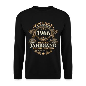 Vintage 1966 Jahrgang Mann 60. Geburtstag - Unisex Pullover - Schwarz - Vorne - Alina (178cm) & Michal (187cm)