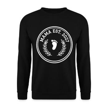 Mama 2027 Babyfuß Kranz - Unisex Pullover - Schwarz - Vorne - Alina (178cm) & Michal (187cm)