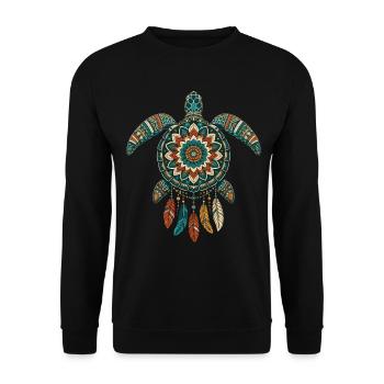 Tortue De Mer Mandala Attrape Rêves Boho - Sweat-shirt Unisexe - noir - Devant - Alina (178cm) & Michal (187cm)