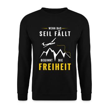 Wenn das Seil fällt beginnt Freiheit - Unisex Pullover - Schwarz - Vorne - Alina (178cm) & Michal (187cm)