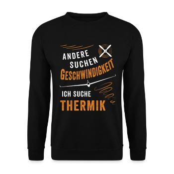 Ich suche Thermik Segelflug - Unisex Pullover - Schwarz - Vorne - Alina (178cm) & Michal (187cm)