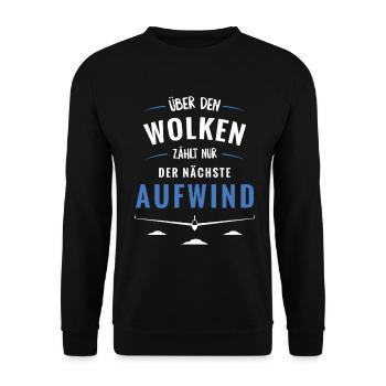 Über den Wolken zählt Aufwind - Unisex Pullover - Schwarz - Vorne - Alina (178cm) & Michal (187cm)