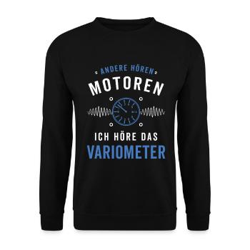 Ich höre das Variometer Segelflug - Unisex Pullover - Schwarz - Vorne - Alina (178cm) & Michal (187cm)