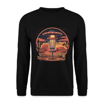 Disc Golf Set UFO Desert Retro Vintage Cacti - Unisex Sweatshirt - black - Front - Alina (178cm) & Michal (187cm)