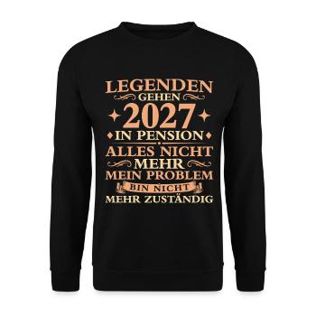 Pension Abschied Nicht  zuständig Pensionär 2027 - Unisex Pullover - Schwarz - Vorne - Alina (178cm) & Michal (187cm)