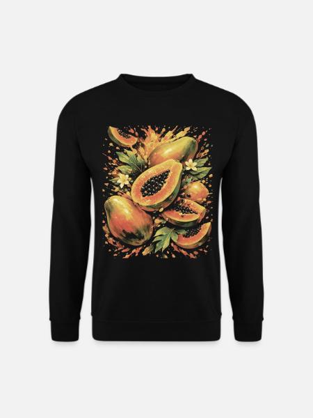 Papaya Tropic exotische Fruchtspritzkunst - Unisex Pullover - Schwarz