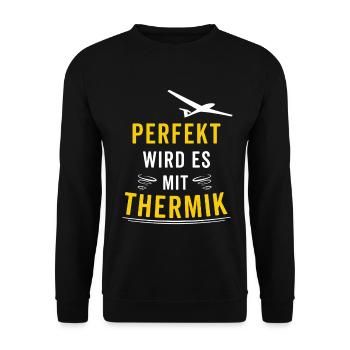 Perfekt wird es mit Thermik Segelflug Gleitflug - Unisex Pullover - Schwarz - Vorne - Alina (178cm) & Michal (187cm)