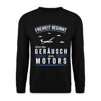 Freiheit beginnt ohne Motor Segelflieger - Unisex Pullover - Schwarz - Vorne - Alina (178cm) & Michal (187cm)