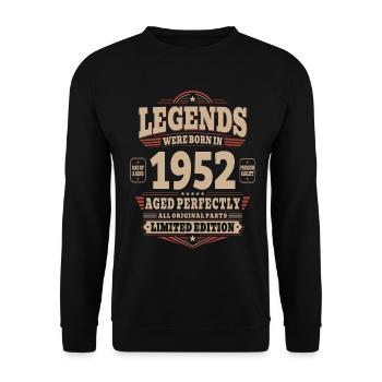 74th Birthday Gift Husband 1952 Vintage Retro - Unisex Sweatshirt - black - Front - Alina (178cm) & Michal (187cm)