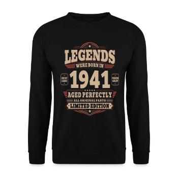 85th Birthday Gift Husband 1941 Vintage Retro - Unisex Sweatshirt - black - Front - Alina (178cm) & Michal (187cm)