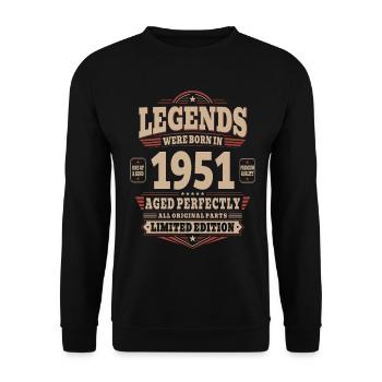 Cadeau pour 75 ans Mari 1951 Vintage Rétro - Sweat-shirt Unisexe - noir - Devant - Alina (178cm) & Michal (187cm)